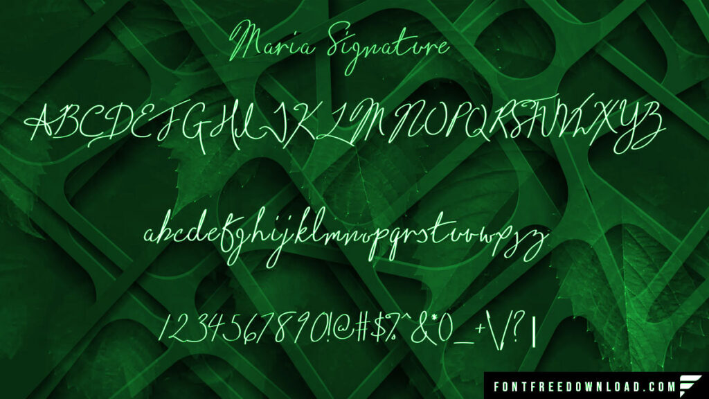 Maria Signature Font Highlighted Features